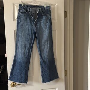 J Brand Medium Blue Raw-edge Flared Jeans Size 30